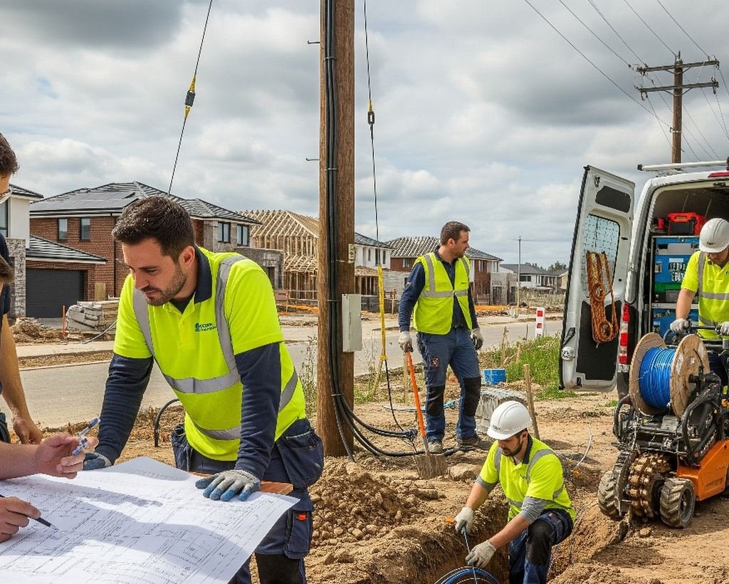 Vital Technology crew planning a subdivision cabling project